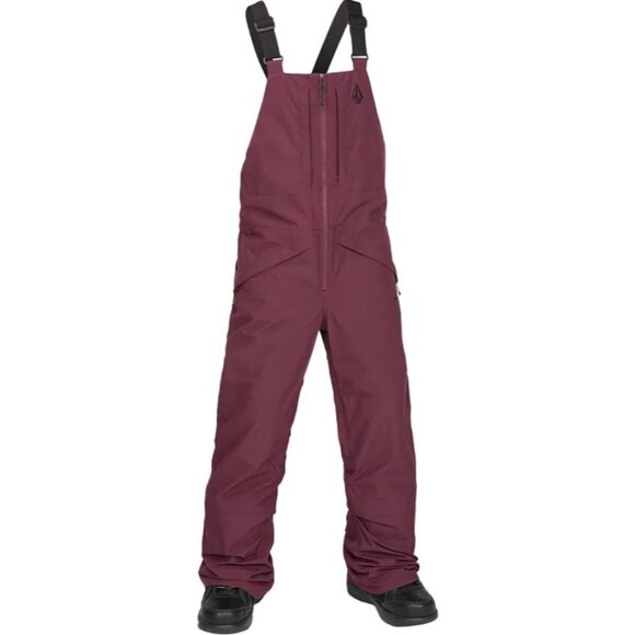 Volcom Burgundy Boys Barkley Insulated Winter Ski Snowboard Overall Bibs XS - Picture 1 of 6